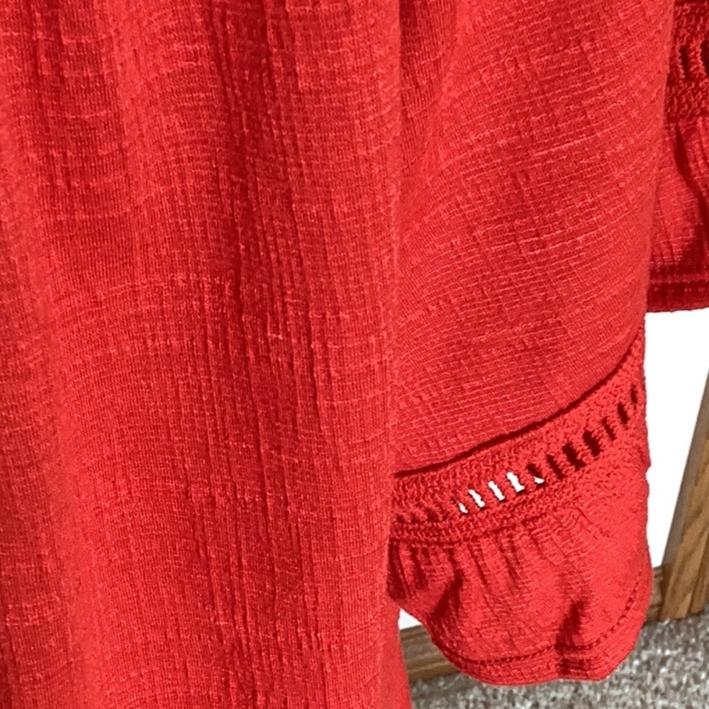 Women's Red Ruffle Sleeve Top - Picture 14 of 14